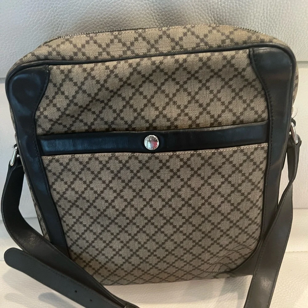 GUCCI Diamante 268159 Beige Black Dark Brown PVC & Leather Messenger Bag